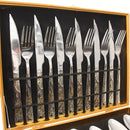 Kit Talheres Faqueiro 24 Peças em Inox com Dourado