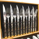 Kit Talheres Faqueiro 24 Peças em Inox com Dourado