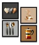 Kit 4 Quadros Decorativos Café Xícara