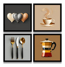 Kit 4 Quadros Decorativos Café Xícara