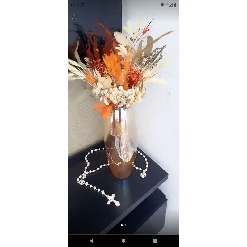 Vaso Boleado de Vidro Âmbar 30cm
