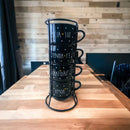 Kit de Xícaras de Porcelana com Suporte de Aço