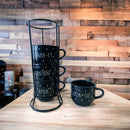 Kit de Xícaras de Porcelana com Suporte de Aço