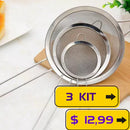 Kit 3 Peneiras de Tela de Rede de Arame de Aço Inoxidável