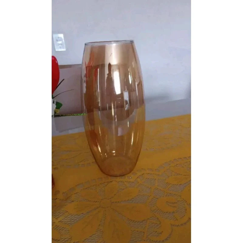 Vaso Boleado de Vidro Âmbar 30cm
