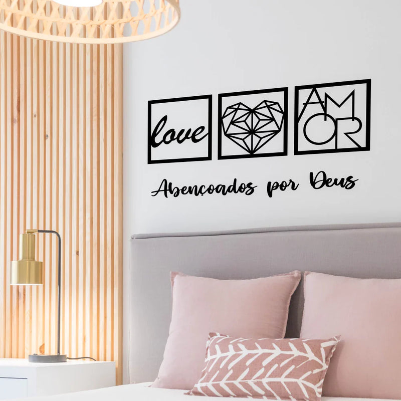 Quadro Decorativo "Abençoados por Deus" em MDF