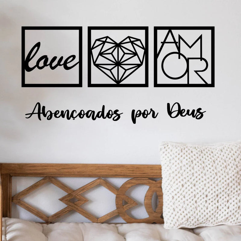 Quadro Decorativo "Abençoados por Deus" em MDF