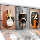 Trio de Quadros Decorativos Geométrico Abstrato