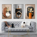 Trio de Quadros Decorativos Geométrico Abstrato