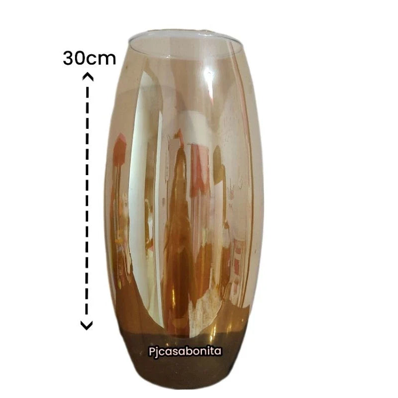 Vaso Boleado de Vidro Âmbar 30cm