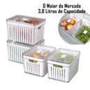 Kit 4 Organizadores de Geladeira 3,8L com Tampa