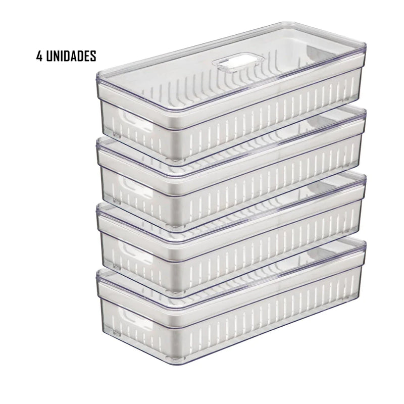 Kit 4 Organizadores de Geladeira 3,6L com Tampa