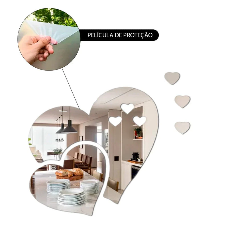 Kit 5 Espelhos Corações