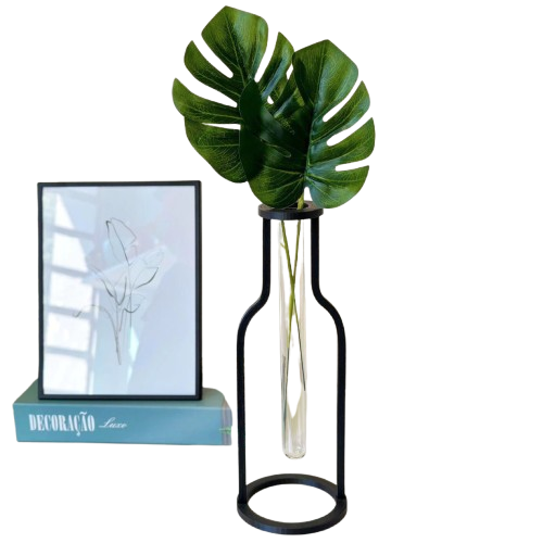 Vaso Minimalista com 2 Hastes de Costela de Adão