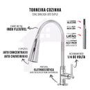 Torneira Gourmet Metal Inox Cone Flexível