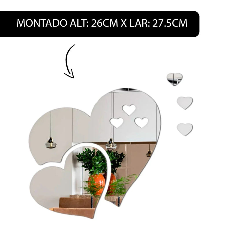 Kit 5 Espelhos Corações
