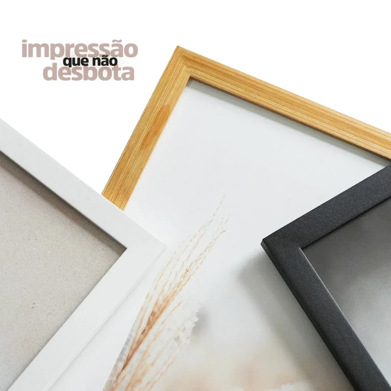Kit 3 Quadros Decorativos Folhagem Dourada Gold