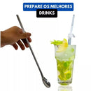 Kit 5 Peças Colher Bailarina de Suco em Inox 30cm Linha Premium