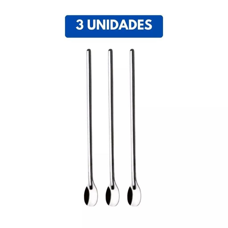 Kit 5 Peças Colher Bailarina de Suco em Inox 30cm Linha Premium
