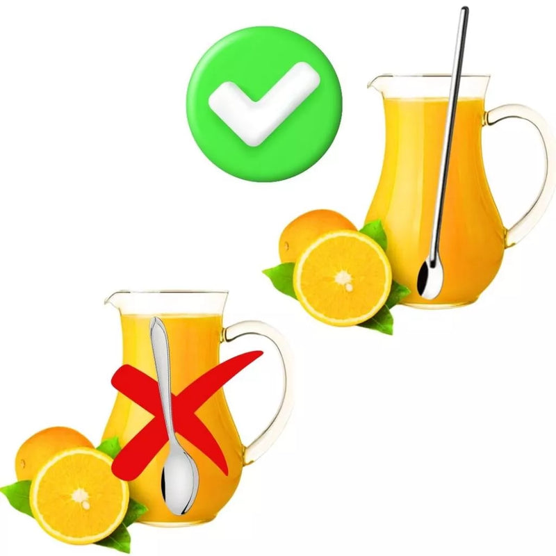 Kit 5 Peças Colher Bailarina de Suco em Inox 30cm Linha Premium
