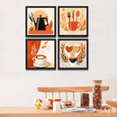 Kit 4 Quadros Decorativos Café Xícara