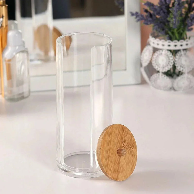 Kit Organizador de Acrílico com Tampa de Bambu