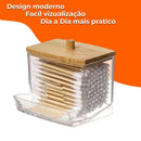 Kit Organizador de Acrílico com Tampa de Bambu