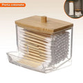 Kit Organizador de Acrílico com Tampa de Bambu