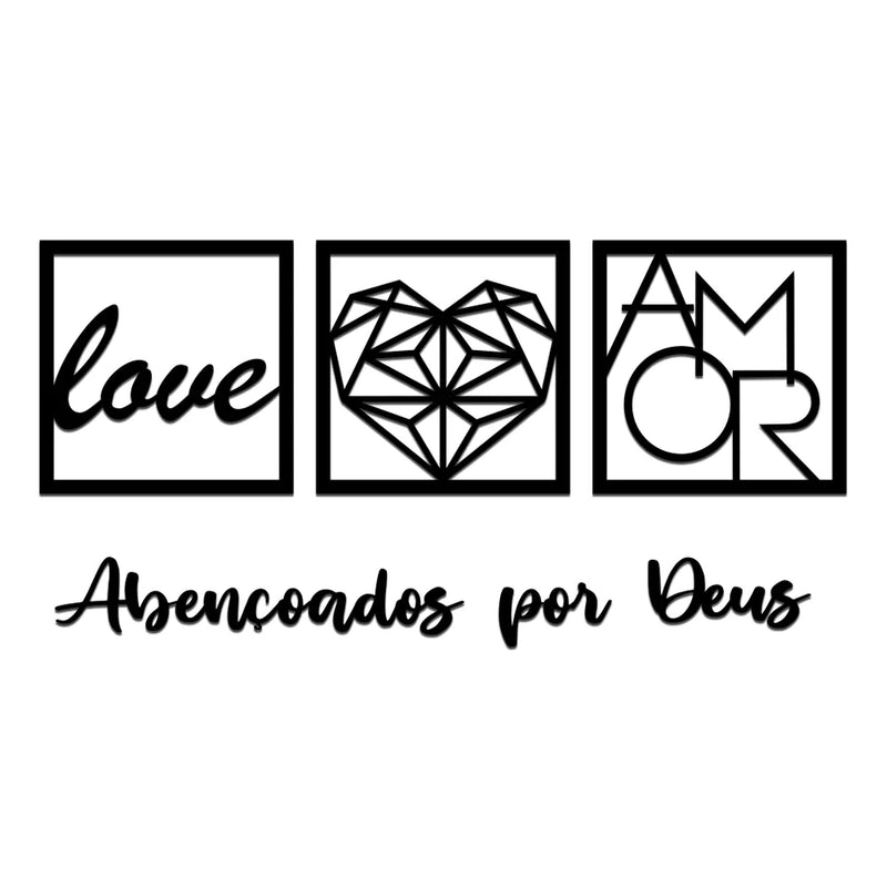 Quadro Decorativo "Abençoados por Deus" em MDF