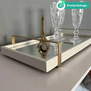 Bandeja Espelhada Off White Laqueada com Alças