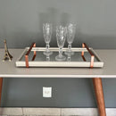 Bandeja Espelhada Off White Laqueada com Alças