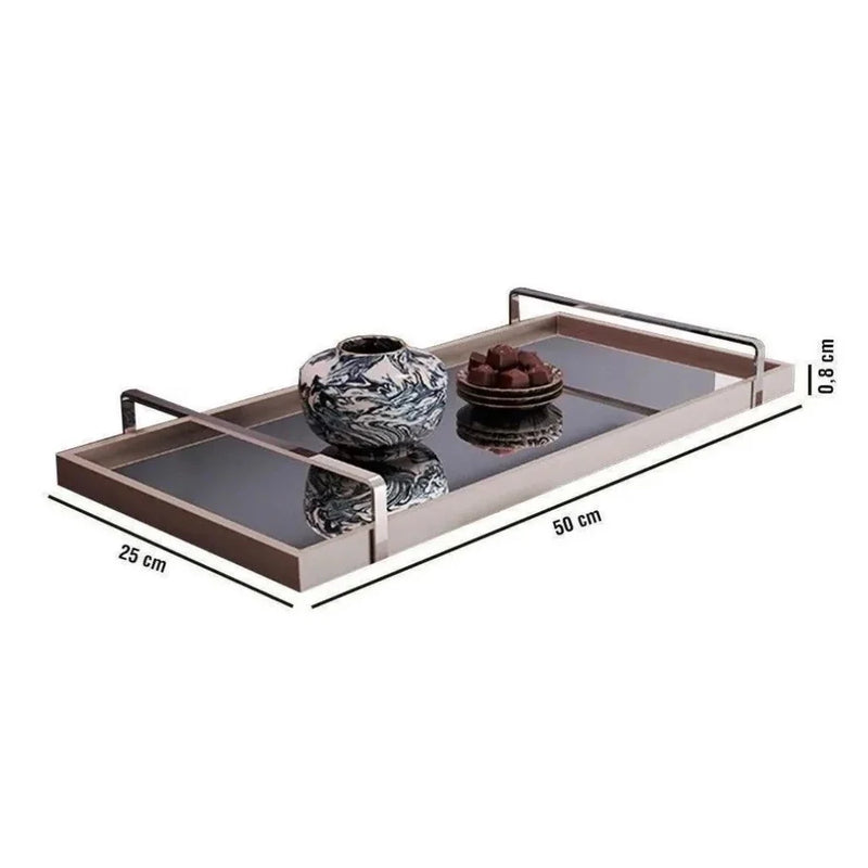 Bandeja Espelhada Off White Laqueada com Alças