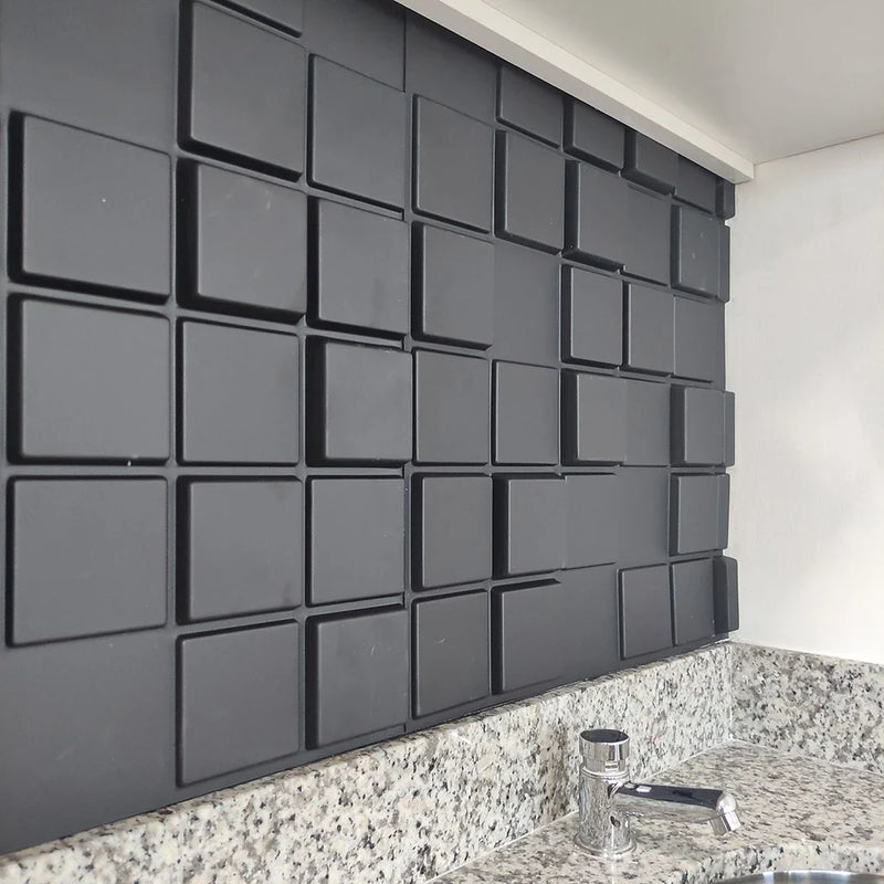 Kit 10 Placas 3D Black Decorativas para Paredes e Tetos