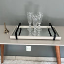 Bandeja Espelhada Off White Laqueada com Alças