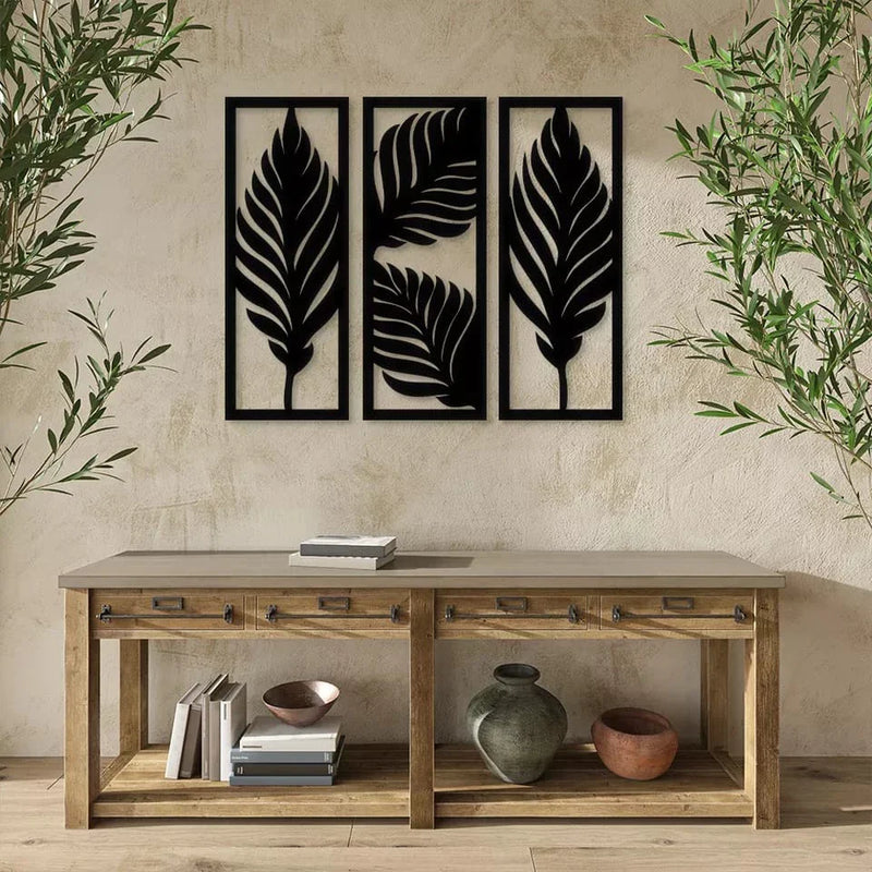Trio de Folhas Decorativas para Parede