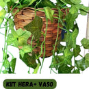 Kit com 3 Fios de Hera + Vaso Trançado
