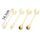 Kit 4 Peças Talheres de Aço Inox Dourado