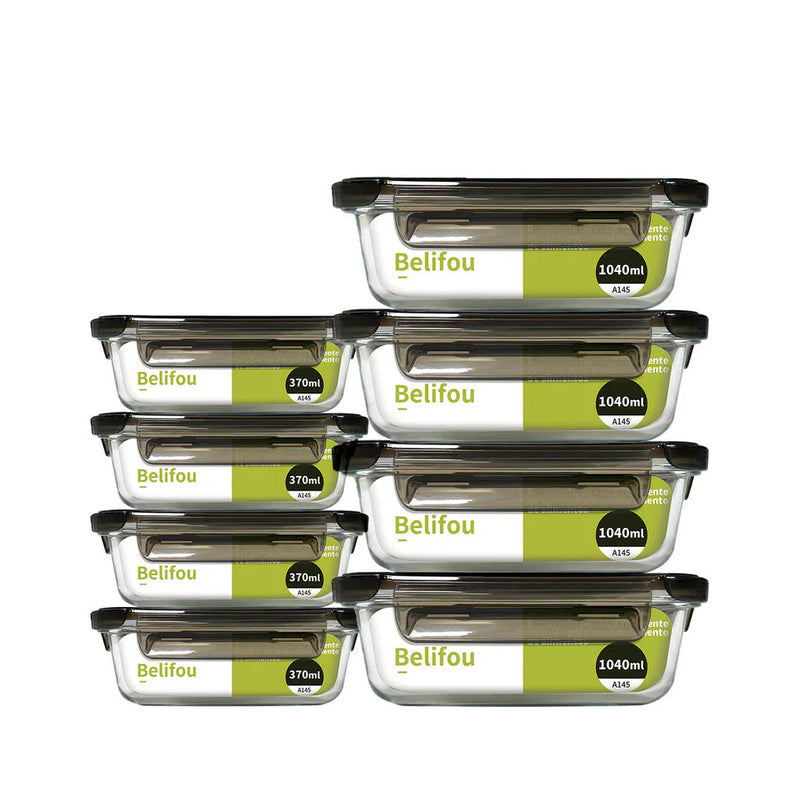 Conjunto 8 Potes de Vidro Hermético Belifou