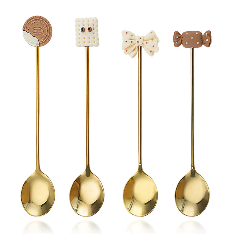 Kit 4 Peças Talheres de Aço Inox Dourado