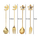 Kit 4 Peças Talheres de Aço Inox Dourado