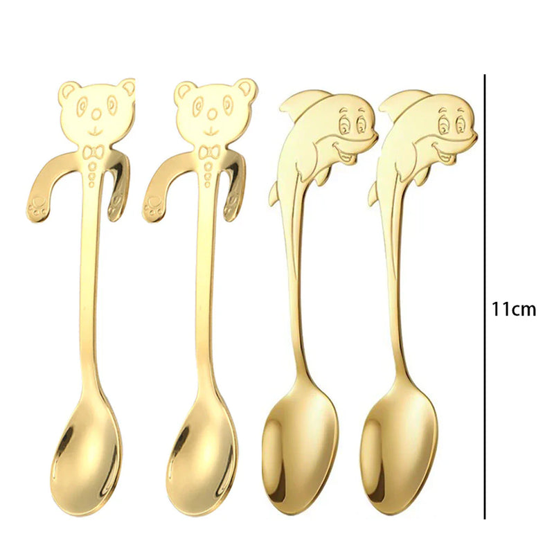 Kit 4 Peças Talheres de Aço Inox Dourado