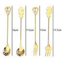 Kit 4 Peças Talheres de Aço Inox Dourado