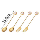 Kit 4 Peças Talheres de Aço Inox Dourado