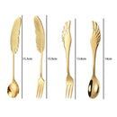 Kit 4 Peças Talheres de Aço Inox Dourado