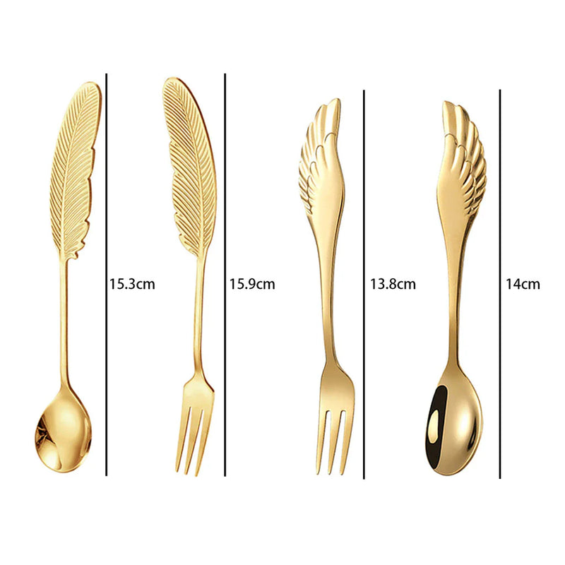 Kit 4 Peças Talheres de Aço Inox Dourado